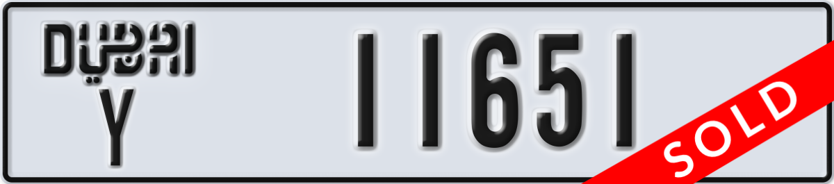 dubai License Plate Number 11651 Code Y