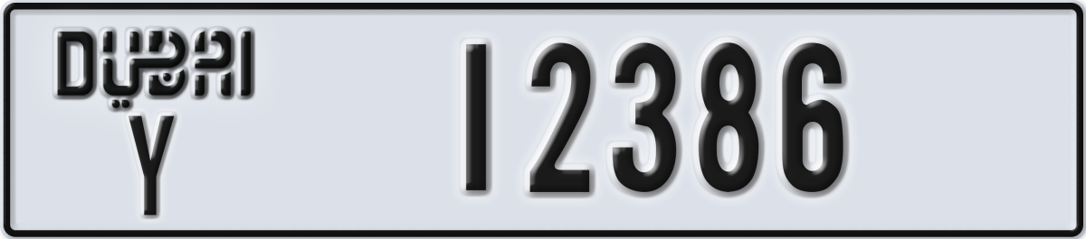 dubai License Plate Number 12386 Code Y