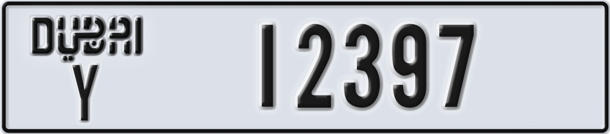 dubai License Plate Number 12397 Code Y