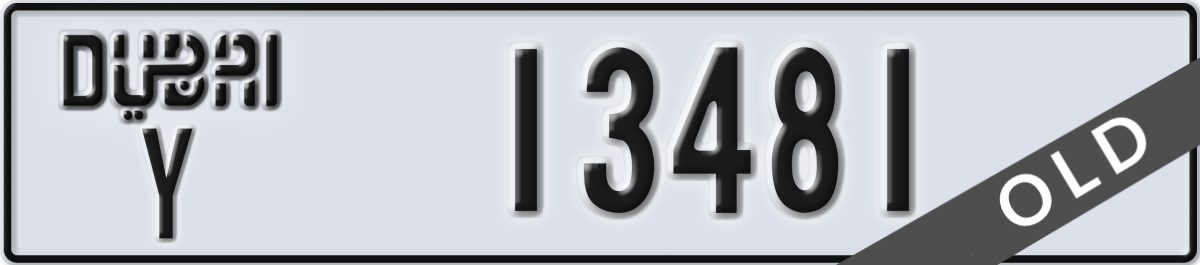 dubai License Plate Number 13481 Code Y