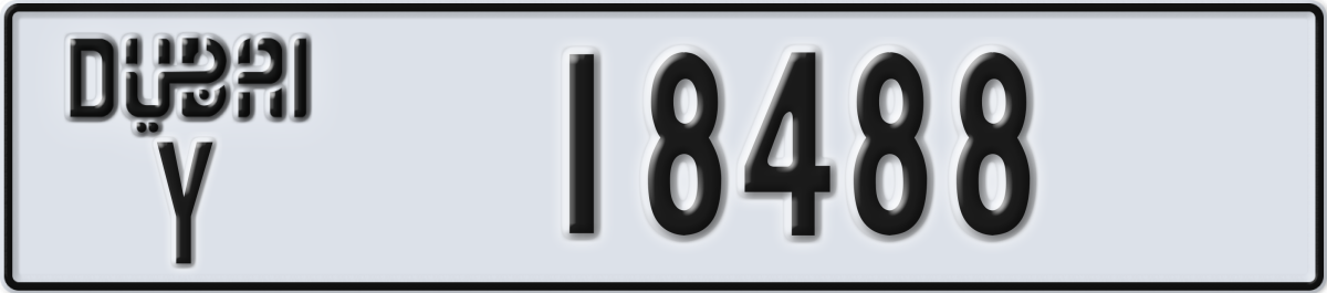 dubai License Plate Number 18488 Code Y