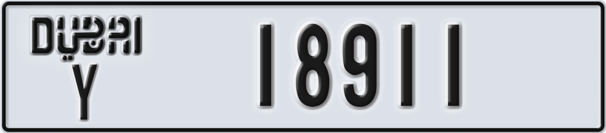 dubai License Plate Number 18911 Code Y