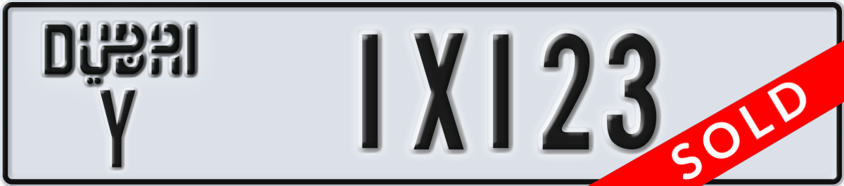 dubai License Plate Number 1X123 Code Y