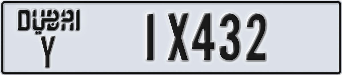 dubai License Plate Number 1X432 Code Y