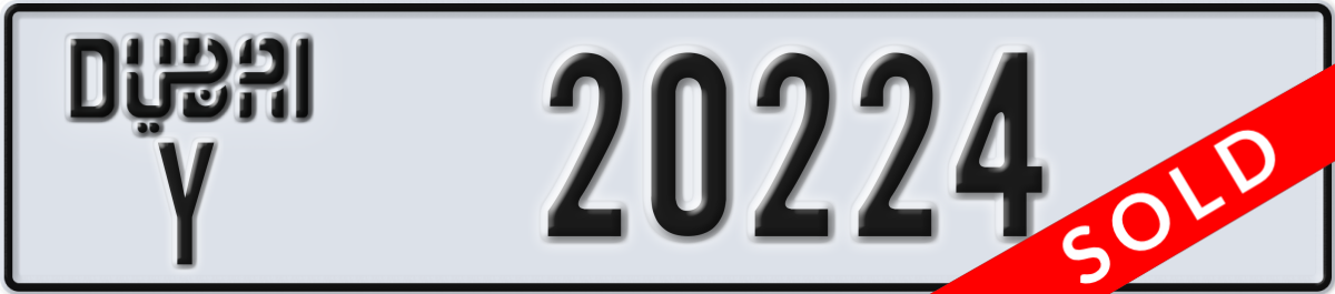 dubai License Plate Number 20224 Code Y