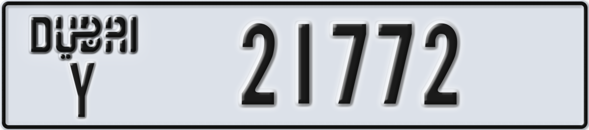 dubai License Plate Number 21772 Code Y