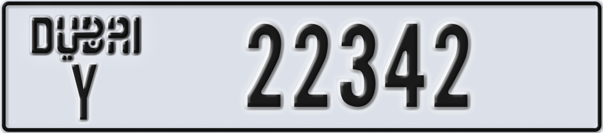 dubai License Plate Number 22342 Code Y