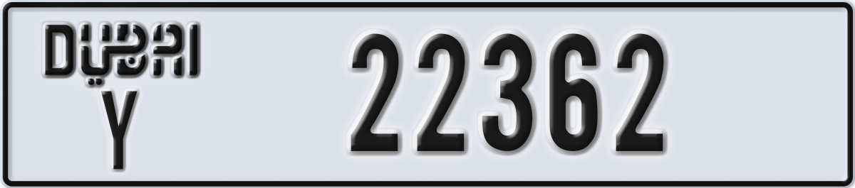 dubai License Plate Number 22362 Code Y