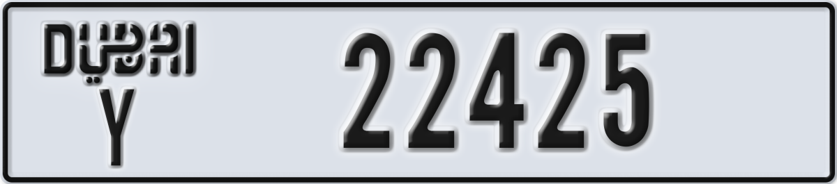 dubai License Plate Number 22425 Code Y