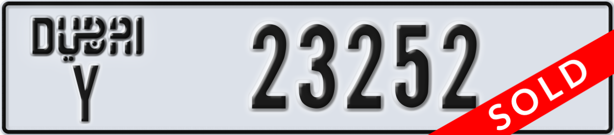 dubai License Plate Number 23252 Code Y