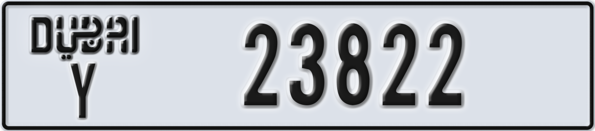 dubai License Plate Number 23822 Code Y
