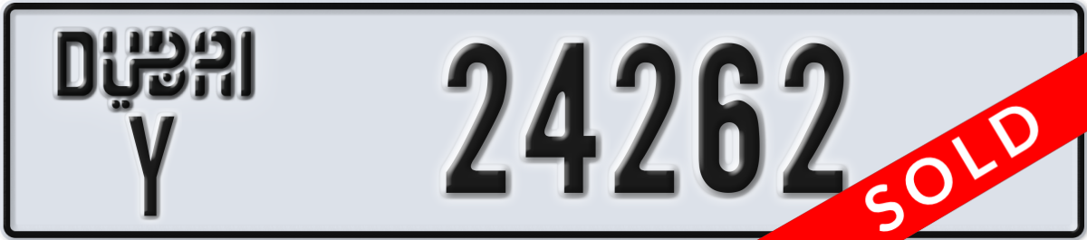 dubai License Plate Number 24262 Code Y