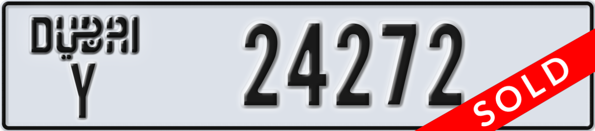 dubai License Plate Number 24272 Code Y
