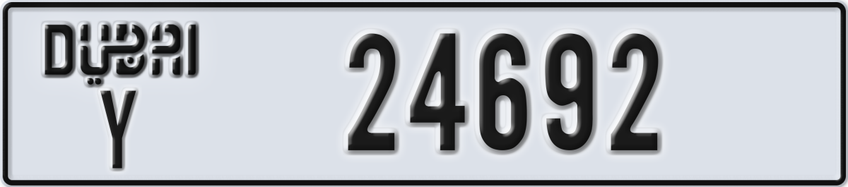 dubai License Plate Number 24692 Code Y