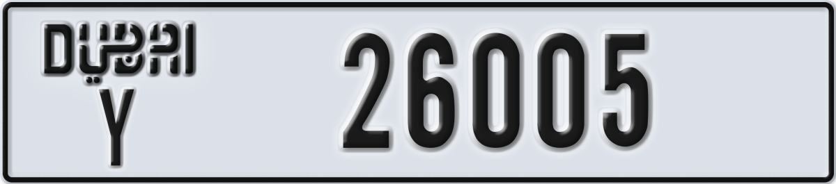 dubai License Plate Number 26005 Code Y