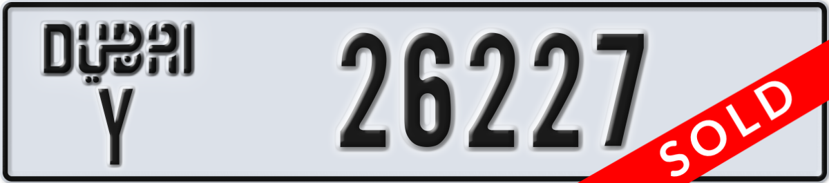 dubai License Plate Number 26227 Code Y