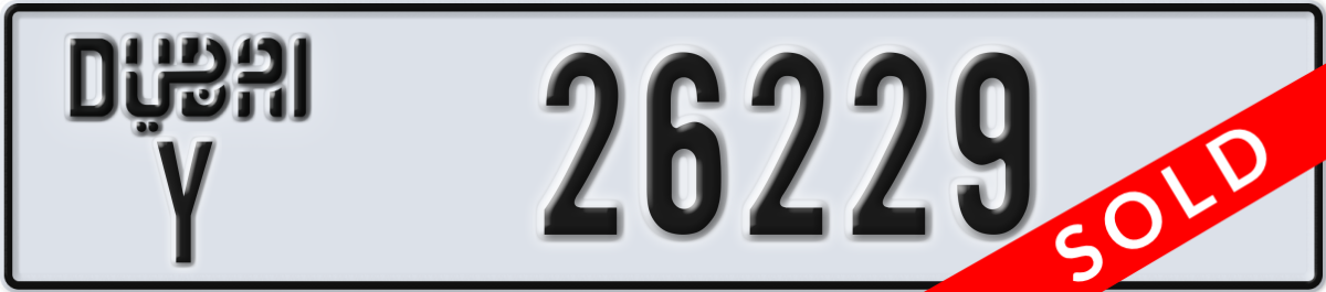 dubai License Plate Number 26229 Code Y