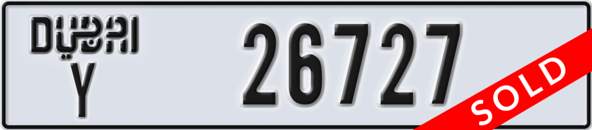 dubai License Plate Number 26727 Code Y