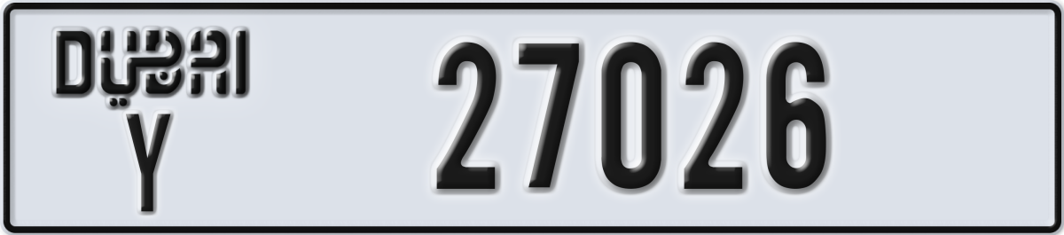 dubai License Plate Number 27026 Code Y