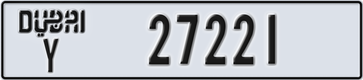 dubai License Plate Number 27221 Code Y