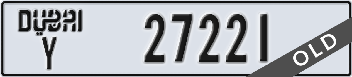 dubai License Plate Number 27221 Code Y