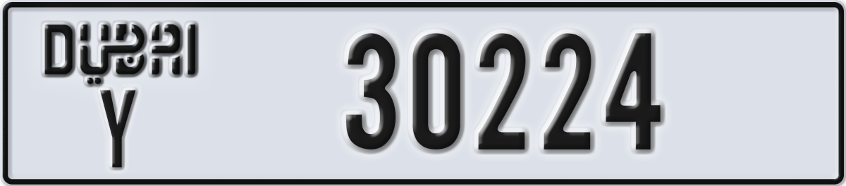 dubai License Plate Number 30224 Code Y