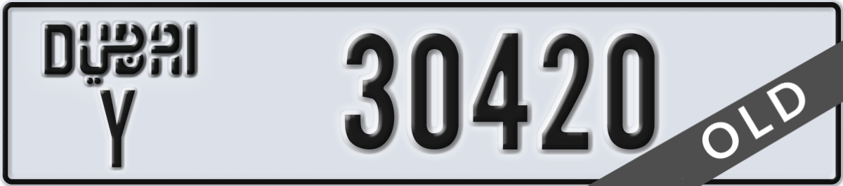 dubai License Plate Number 30420 Code Y