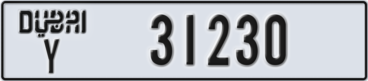 dubai License Plate Number 31230 Code Y