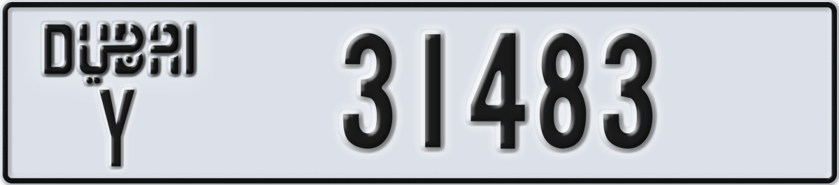 dubai License Plate Number 31483 Code Y