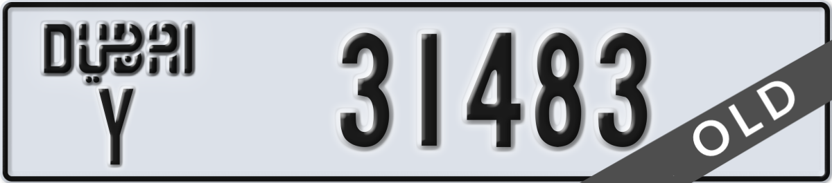 dubai License Plate Number 31483 Code Y