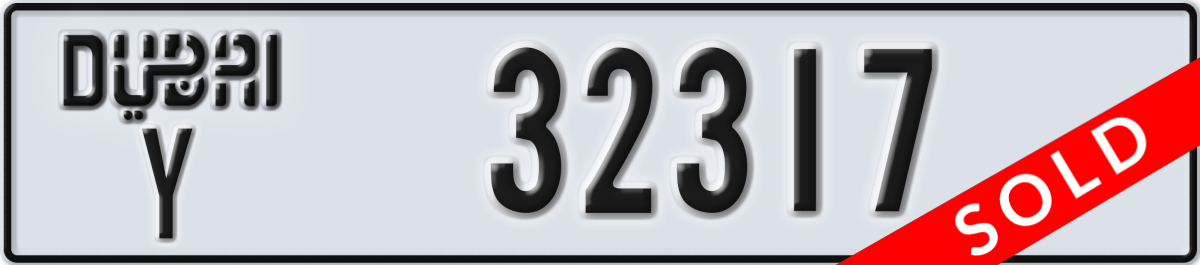 dubai License Plate Number 32317 Code Y
