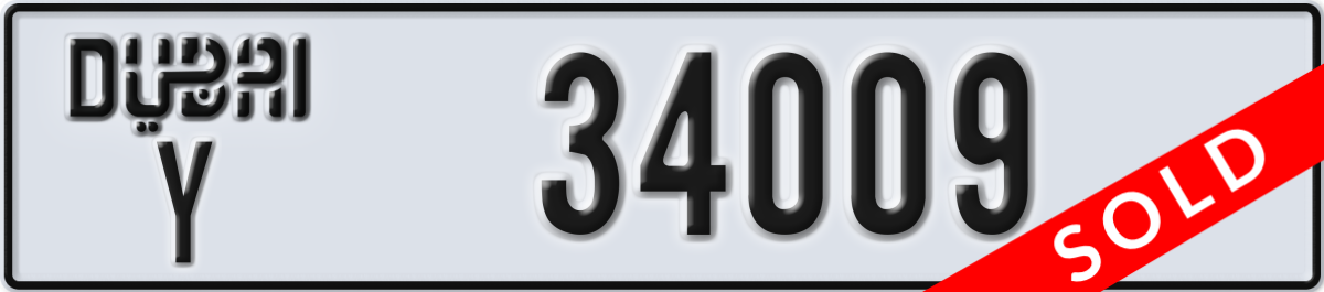 dubai License Plate Number 34009 Code Y