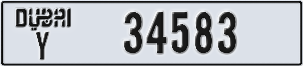 dubai License Plate Number 34583 Code Y