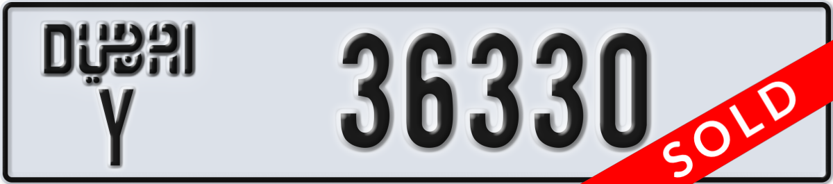 dubai License Plate Number 36330 Code Y