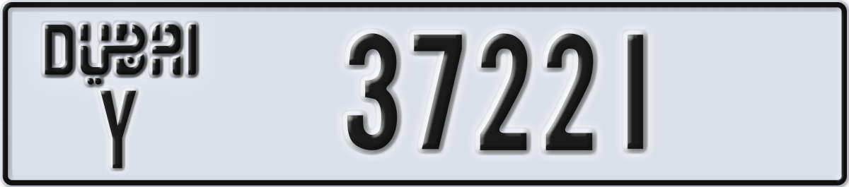 dubai License Plate Number 37221 Code Y