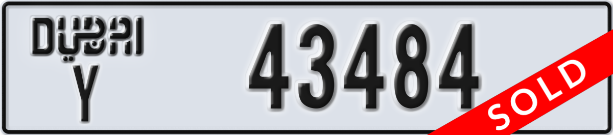 dubai License Plate Number 43484 Code Y