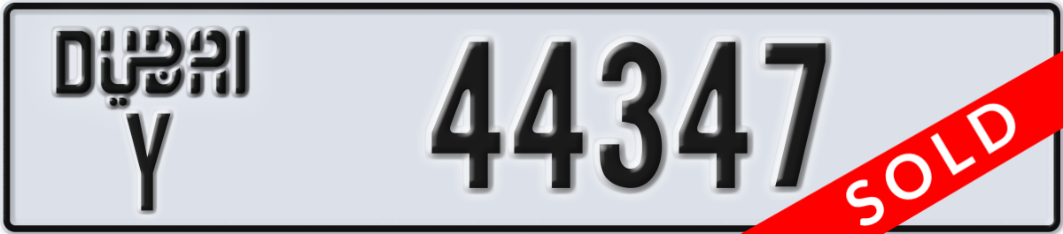 dubai License Plate Number 44347 Code Y