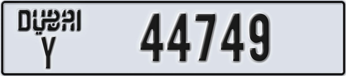 dubai License Plate Number 44749 Code Y