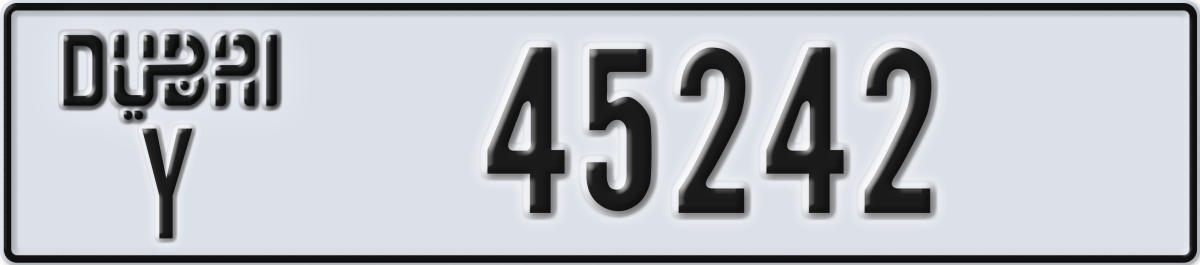 dubai License Plate Number 45242 Code Y