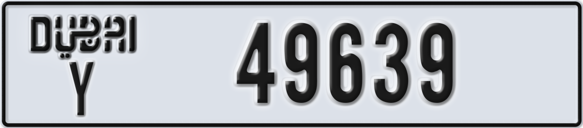 dubai License Plate Number 49639 Code Y