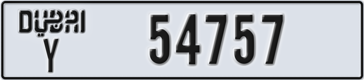 dubai License Plate Number 54757 Code Y