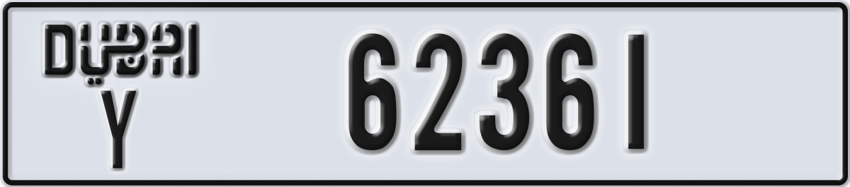 dubai License Plate Number 62361 Code Y