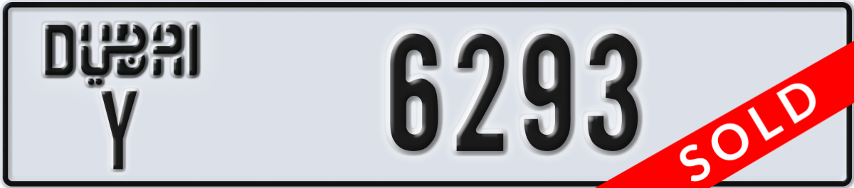 dubai License Plate Number 6293 Code Y