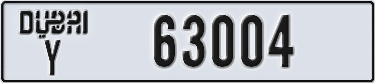 dubai License Plate Number 63004 Code Y