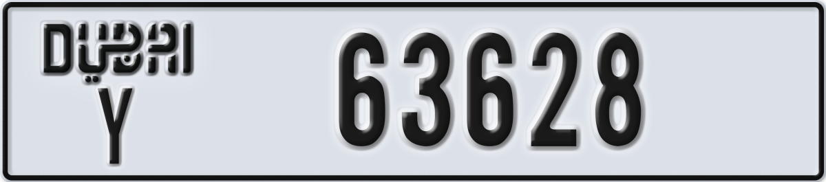 dubai License Plate Number 63628 Code Y