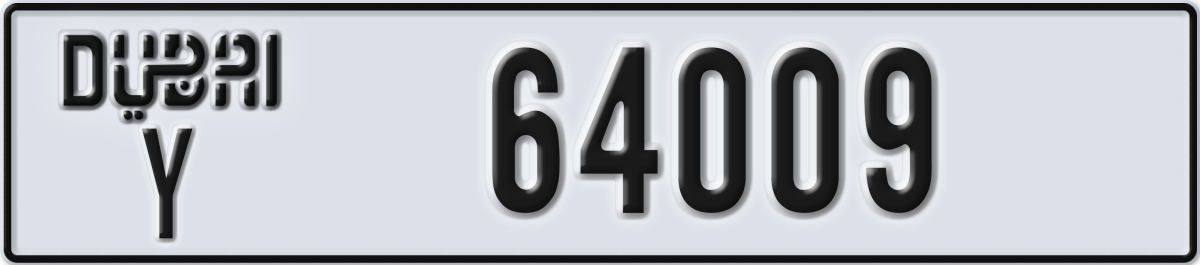 dubai License Plate Number 64009 Code Y