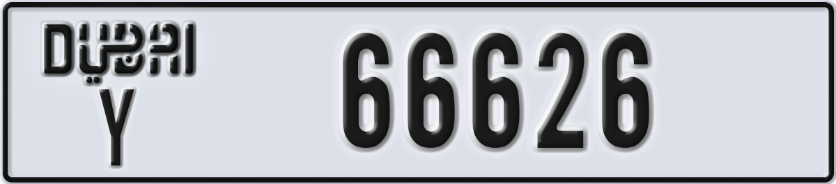 dubai License Plate Number 66626 Code Y