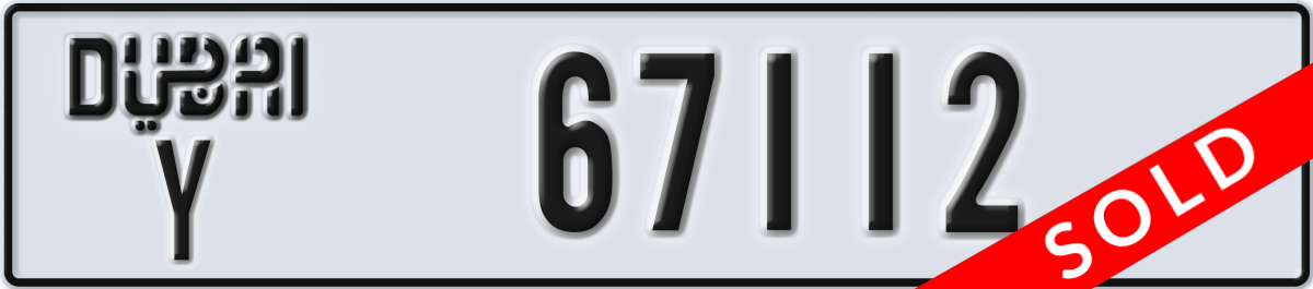 dubai License Plate Number 67112 Code Y