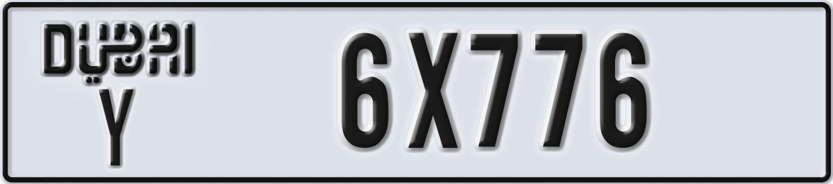 dubai License Plate Number 6X776 Code Y
