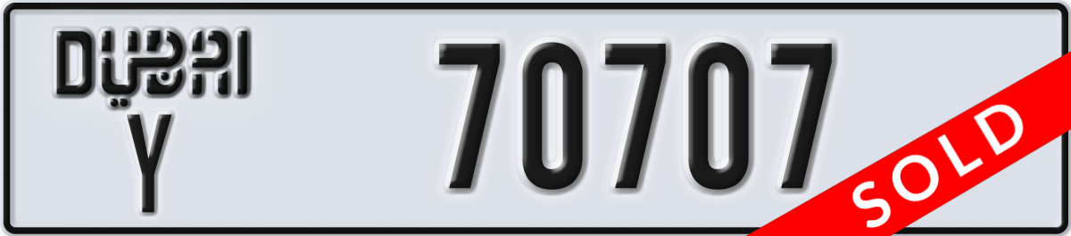 dubai License Plate Number 70707 Code Y